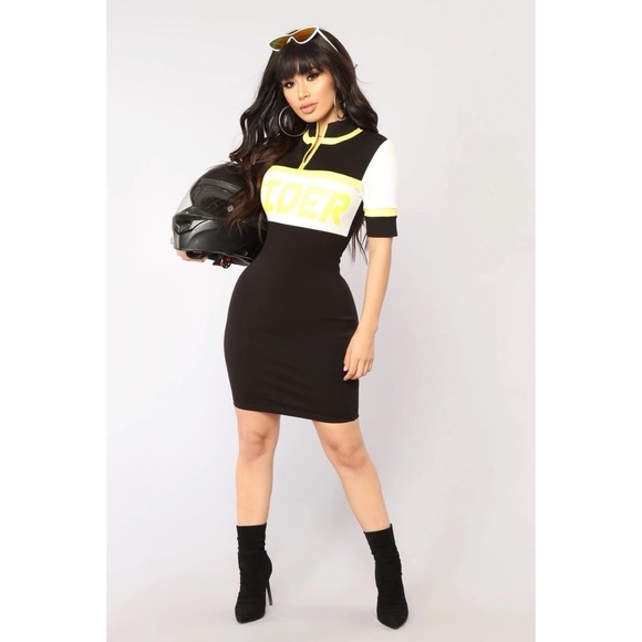 Rider Colorblock Mini Dress - Black/Yellow - Picture 1 of 5